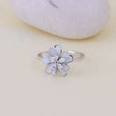 White Floral CZ Diamond Ring for Women
